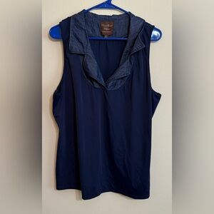 Under Cover Agent Kathleen Kirkwood collared tank blue 2X